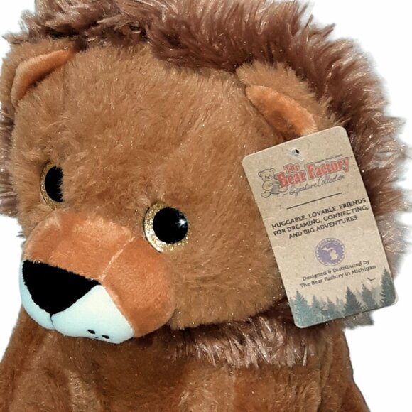 The Bear Factory Lion Gold Sparkle Eyes Plush Stuffed Toy 11" - Picture 2 of 8